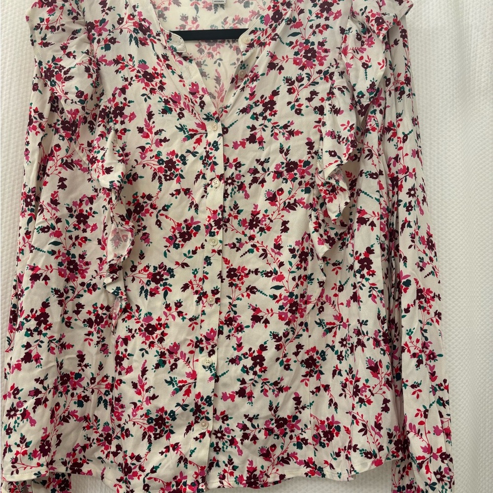 J. Crew Floral Blouse - Pink and Green